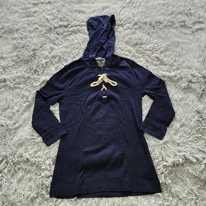 Ralph Lauren Jeans Co. Blue Lace Up Three Quarter Sleeve Hooded Shirt